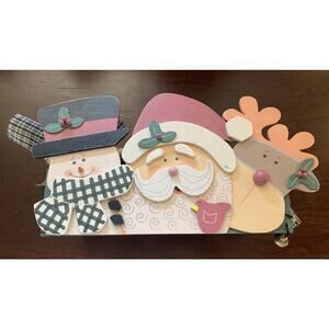 Christmas Farmhouse Box Rustic Country Holiday Wooden Snowman Santa Reindeer Box